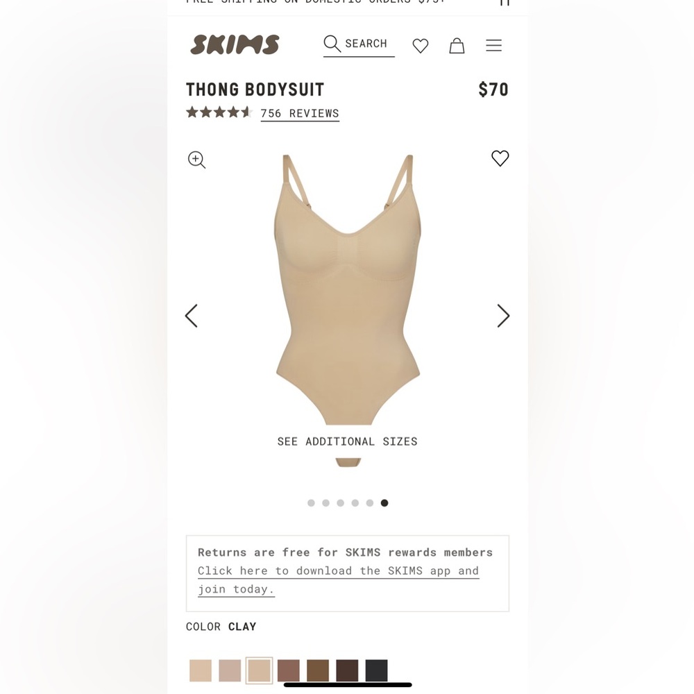 NWT Skims seamless sculpt bodysuit